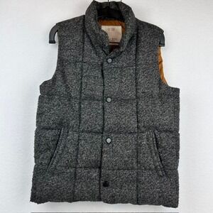 Zara Puffer Vest‎ Charcoal Grey Tweed Quilted Boys Size 7/8